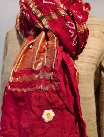Red Gharchola Bandhani Dupatta
