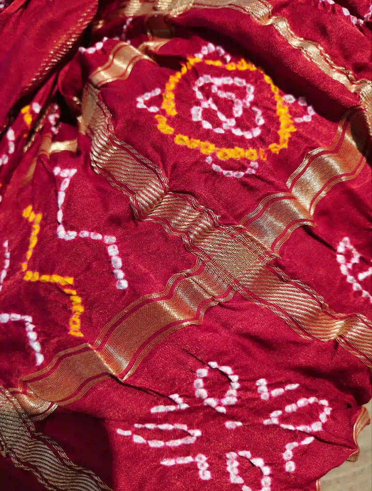Red Gharchola Bandhani Dupatta