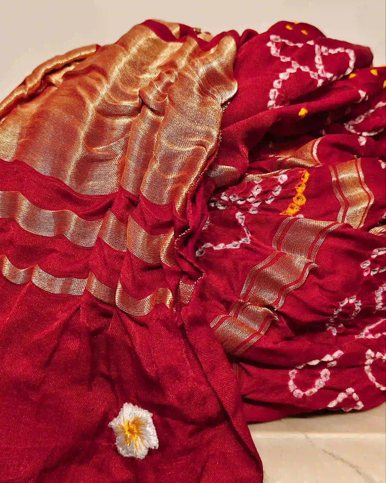 Red Gharchola Bandhani Dupatta