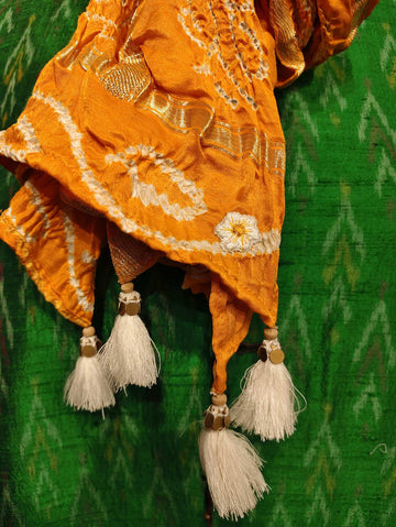 Mustard Yellow Gharchola Bandani Stole