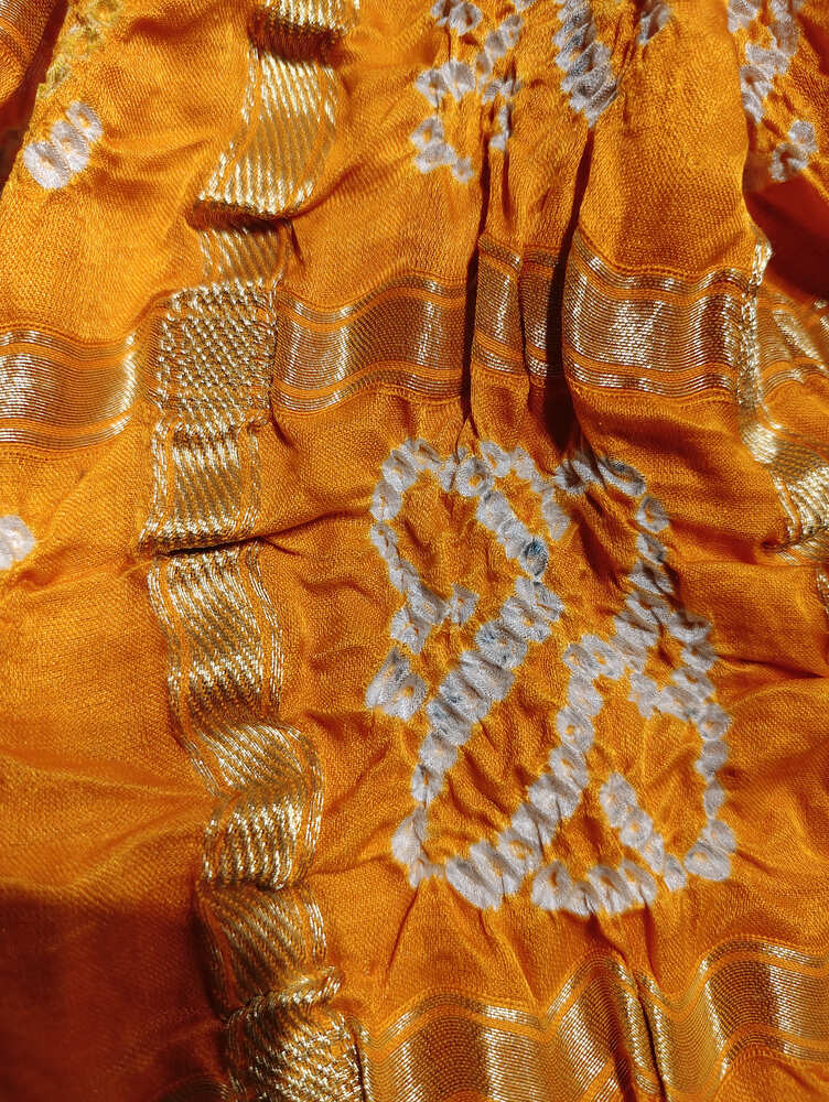 Mustard Yellow Gharchola Bandani Stole