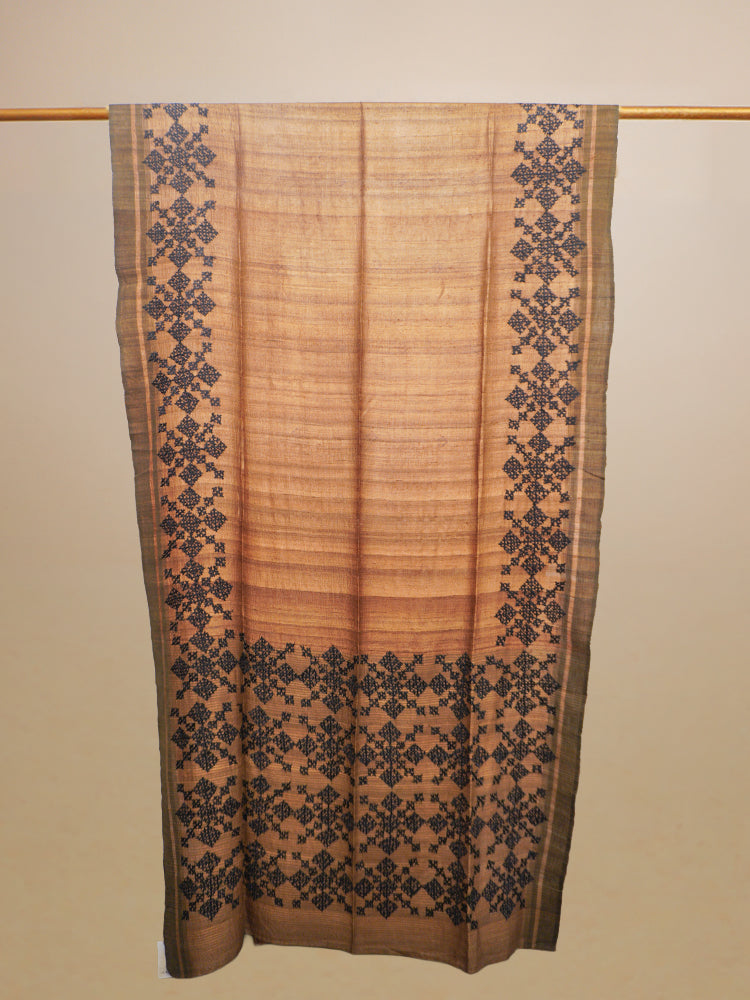 Brown Gheecha Tussar Whith Phulkari Embroidery