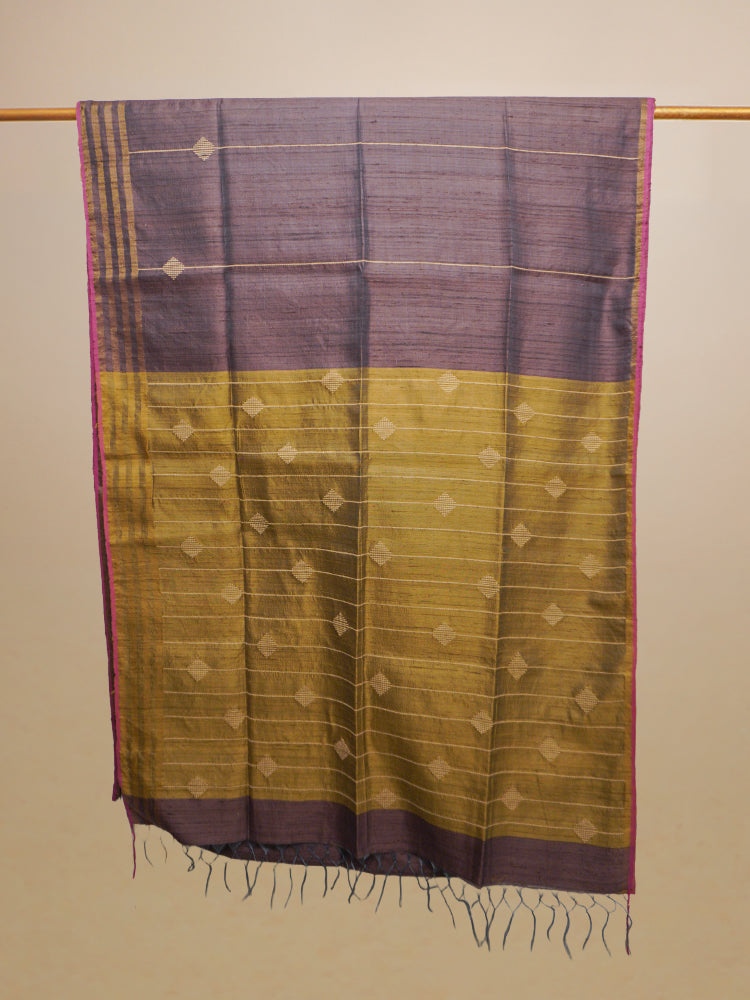 Purple And Green Bavan Booti Tussar Saree