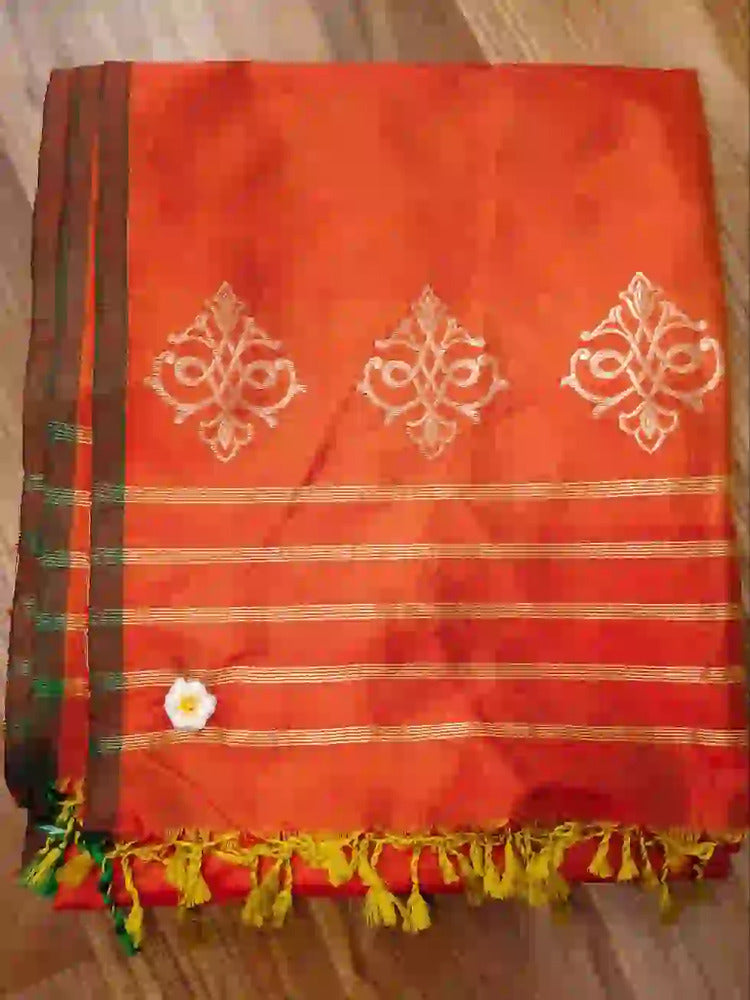 Orange Banarasi Silk Dupatta