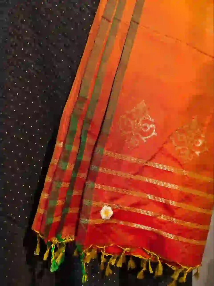 Orange Banarasi Silk Dupatta