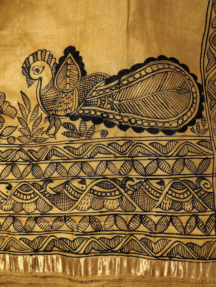 Mustard Yellow Madhubani Stole