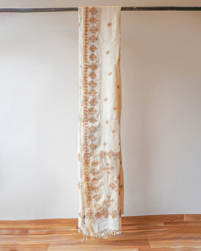 Cream Kosa Silk Saree
