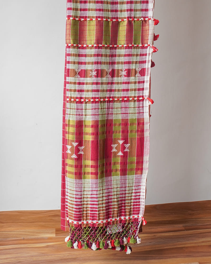 Orange Bhujodi Saree With Zaree Pallu