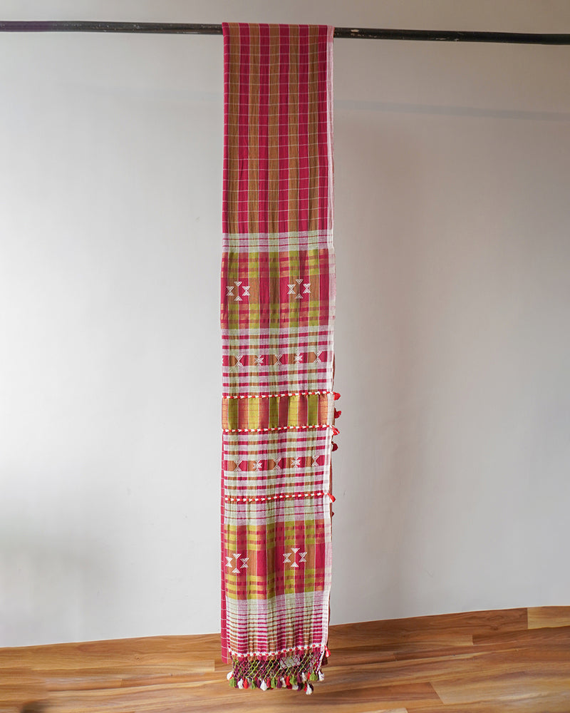Orange Bhujodi Saree With Zaree Pallu