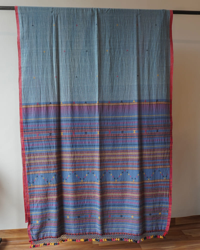 Sky Blue Kala Cotton Bhujudi Saree