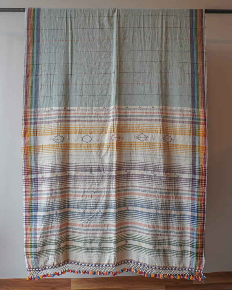 Sea Green Kala Cotton Bhujodi Saree