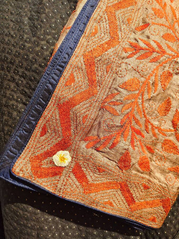 Brown Silk Kantha Dupatta