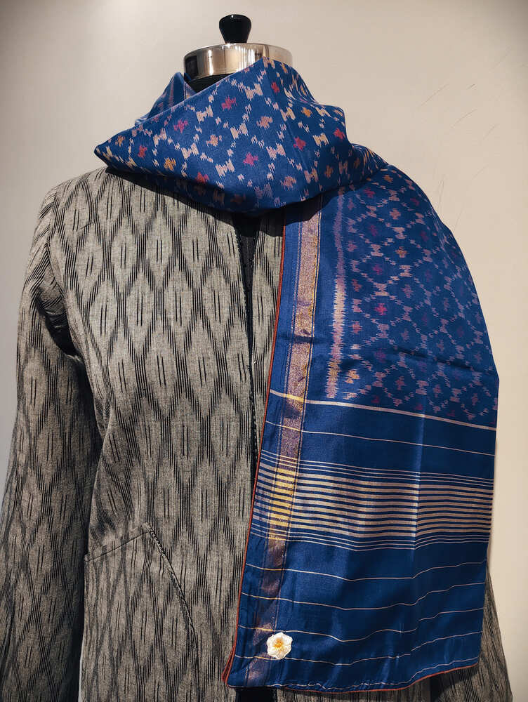 Blue Patola Silk Stole