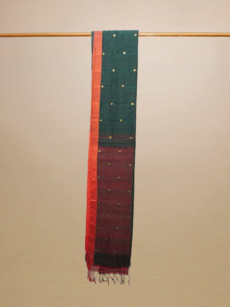 Dark Green Mathka Silk Saree