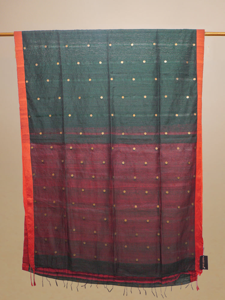 Dark Green Mathka Silk Saree