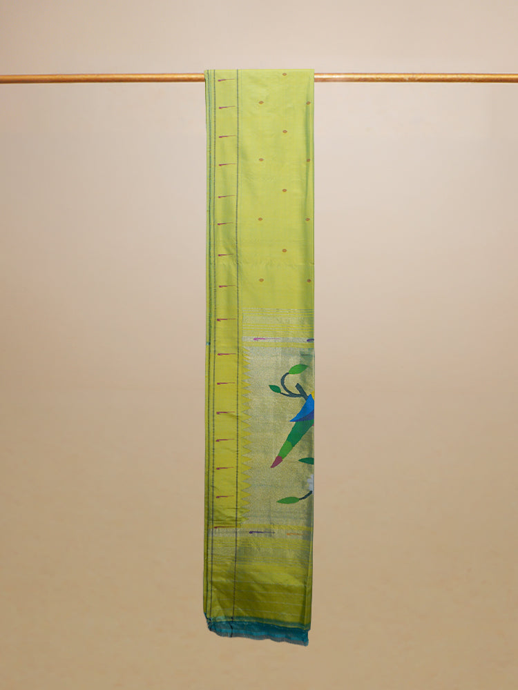 Lime Green Pathani Silk Saree