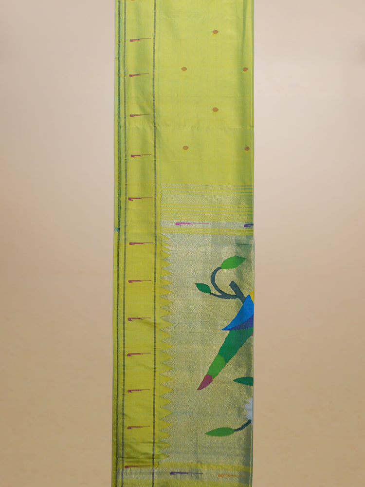 Lime Green Pathani Silk Saree