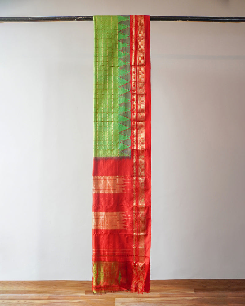 Green Ilkal Saree From Maharashtra