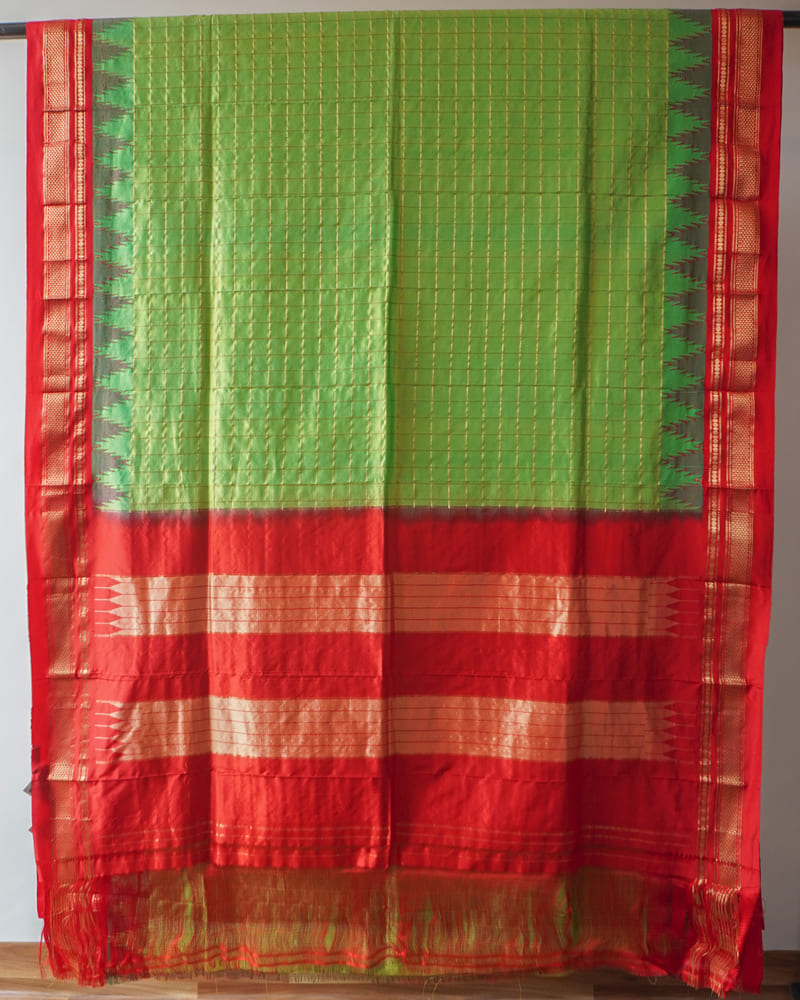 Green Ilkal Saree From Maharashtra