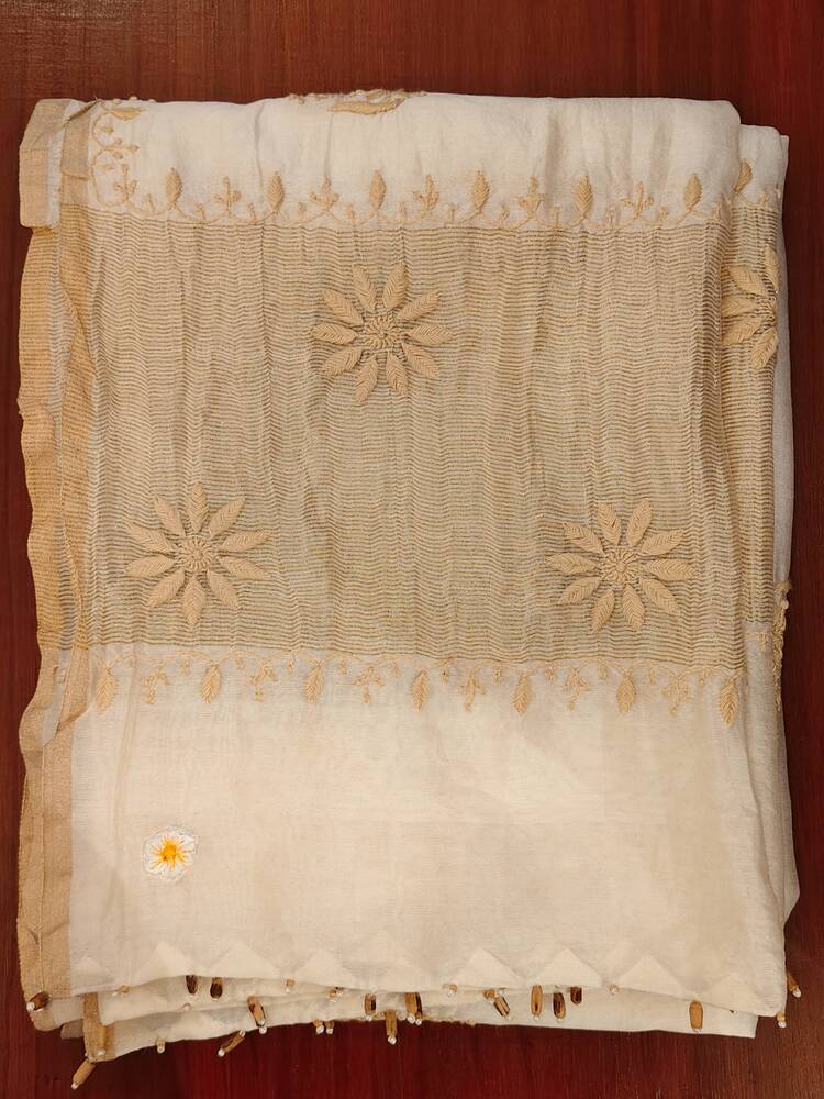 Ivory Beige Chikankari Dupatta