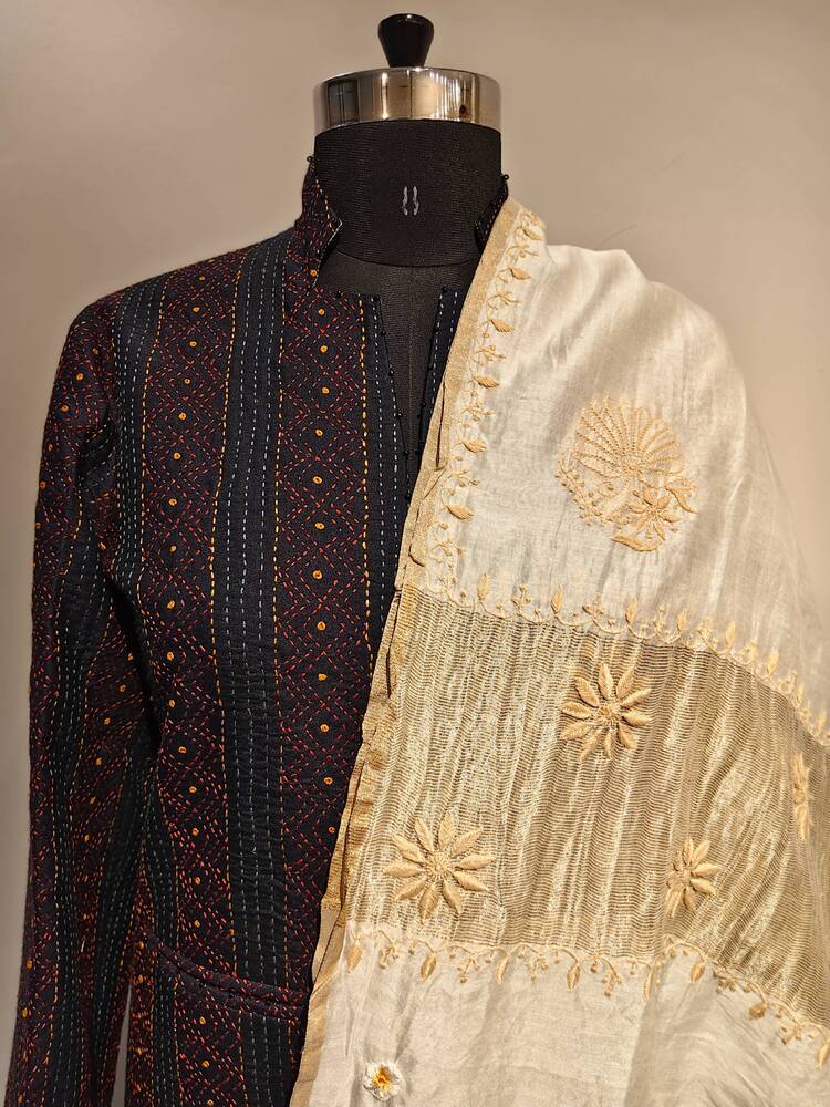 Ivory Beige Chikankari Dupatta