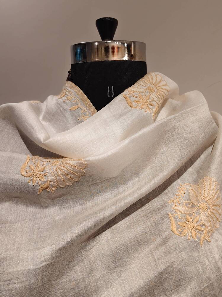 Ivory Beige Chikankari Dupatta