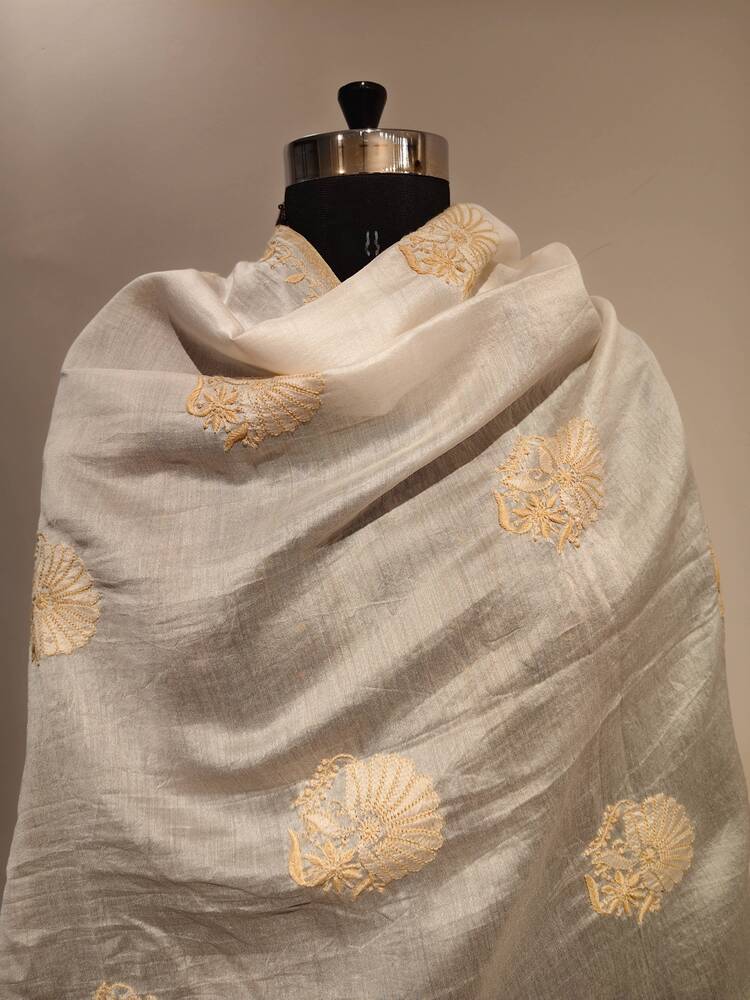 Ivory Beige Chikankari Dupatta