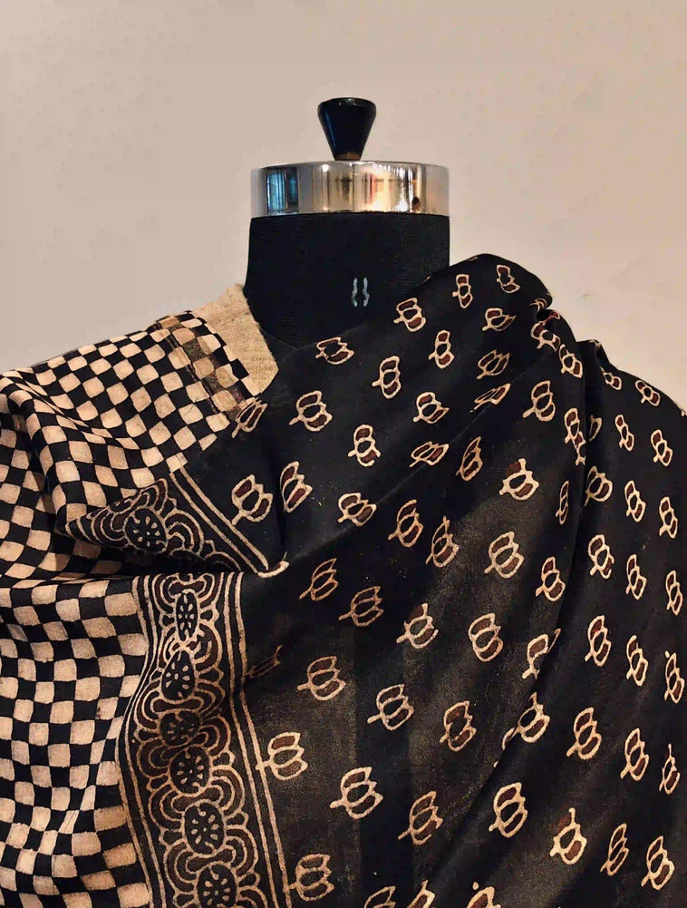 Black Ajrakh Dupatta