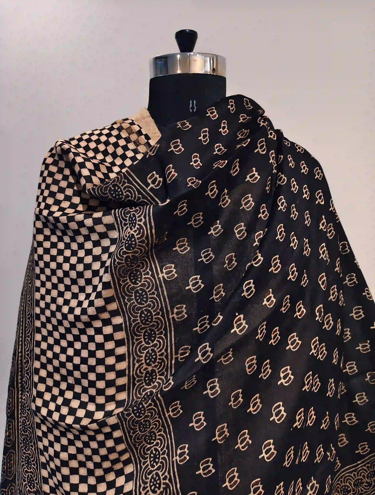 Black Ajrakh Dupatta