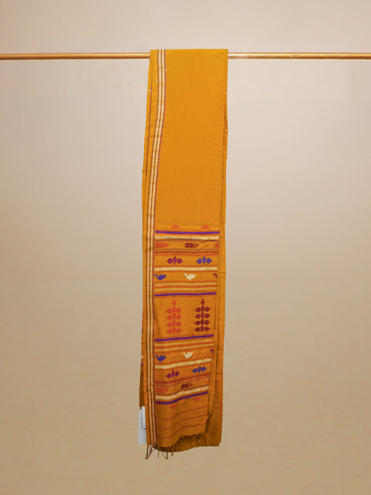 Mustard Yellow Mayurbhanj Cotton Extra Weft Pallu Saree