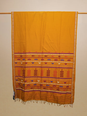Mustard Yellow Mayurbhanj Cotton Extra Weft Pallu Saree