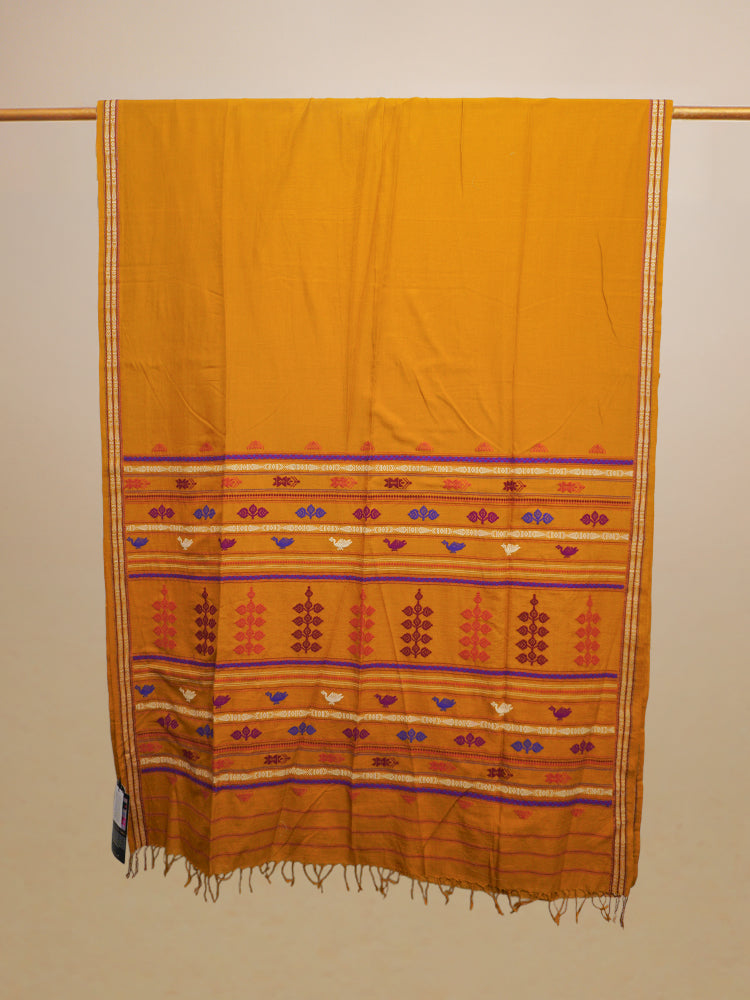 Mustard Yellow Mayurbhanj Cotton Extra Weft Pallu Saree