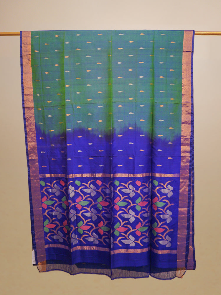 Purple And Green Upada Silk Saree