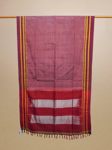 Maroon Ilkal Checks Cotton Handloom Saree