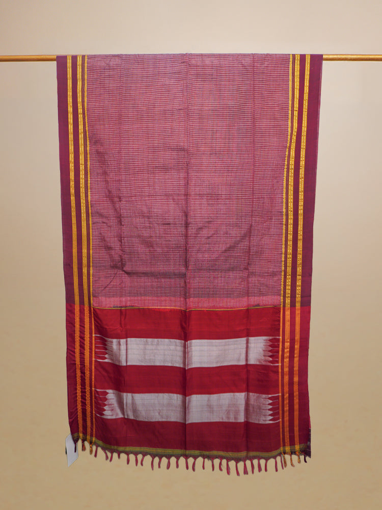 Maroon Ilkal Cotton Saree