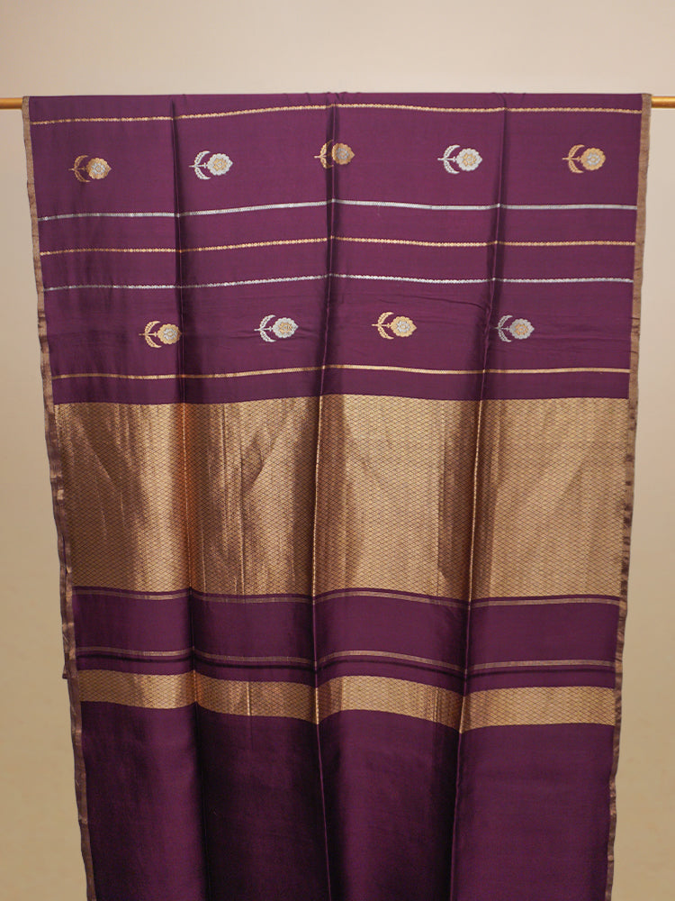 Purple Banarasi Silk Saree.