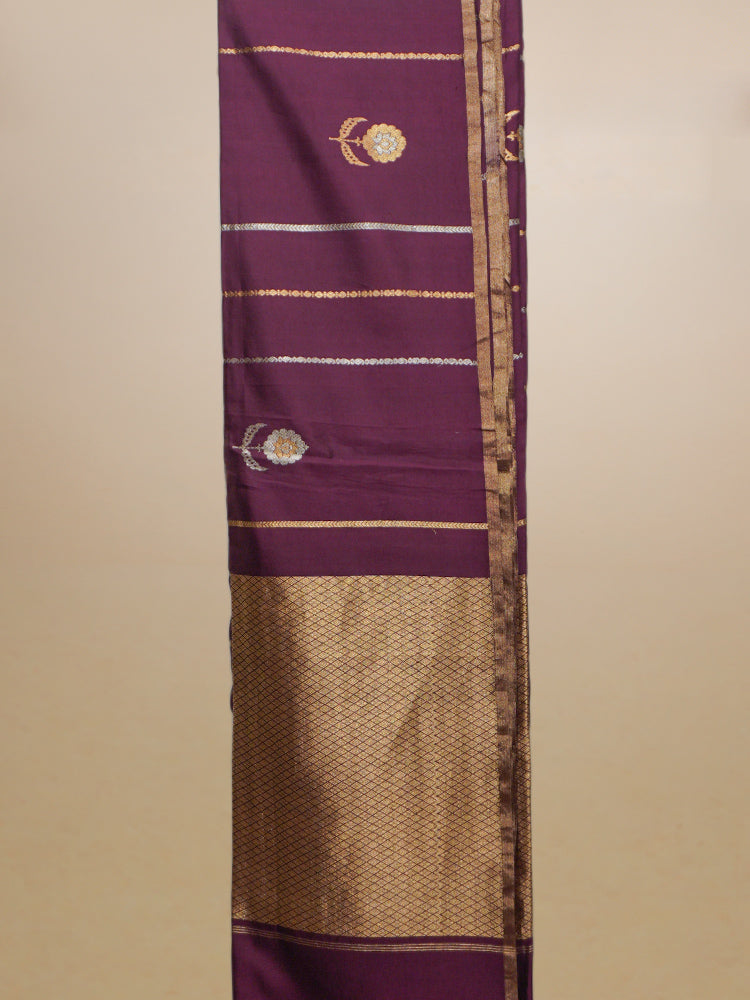 Purple Banarasi Silk Saree.