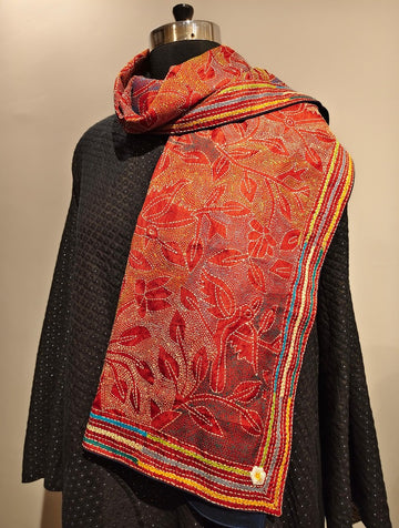 Rust Kantha Stole