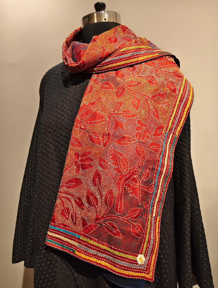 Rust Kantha Stole