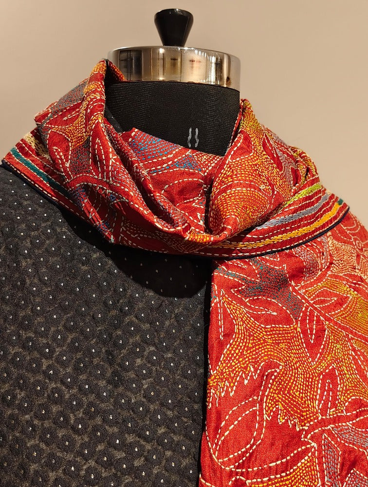 Rust Kantha Stole