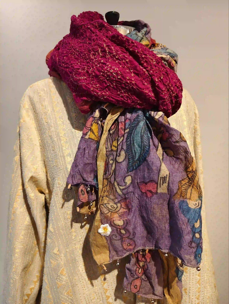 Pink Rai Bandani & Kalamkari Dupatta