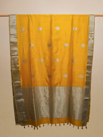 Yellow Chanderi Pattu Silk Saree