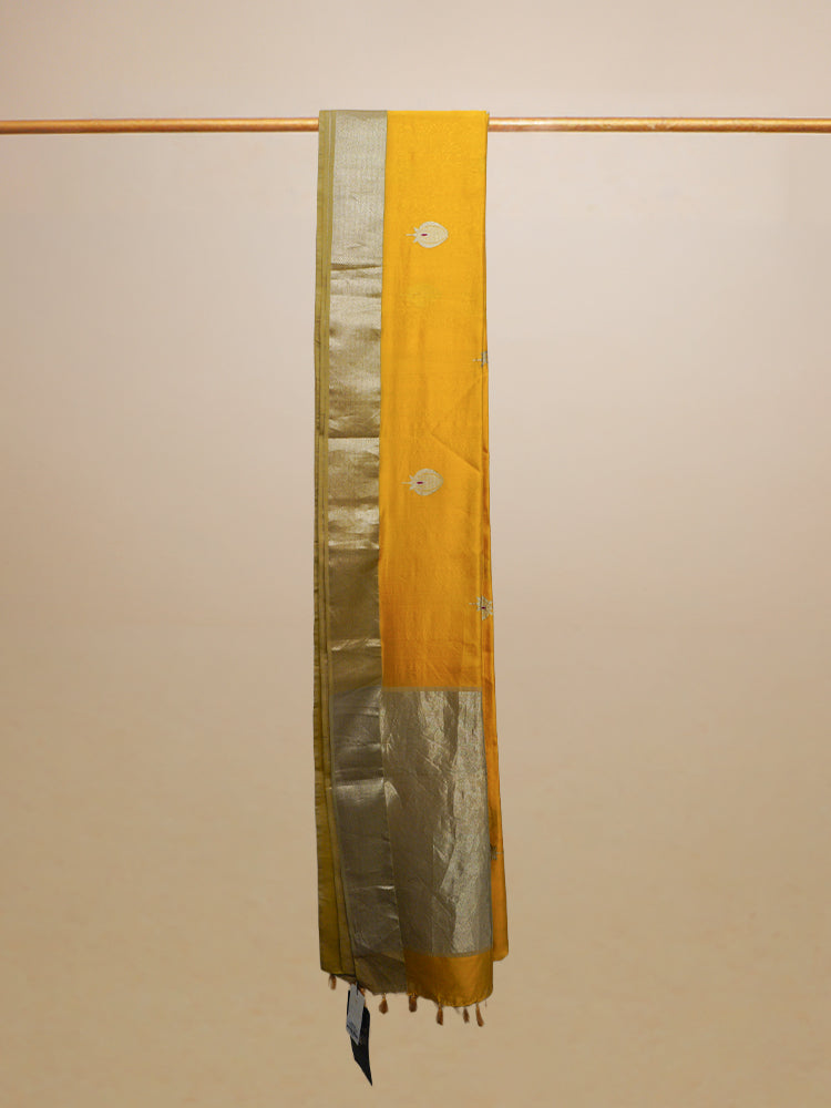 Yellow Chanderi Pattu Silk Saree