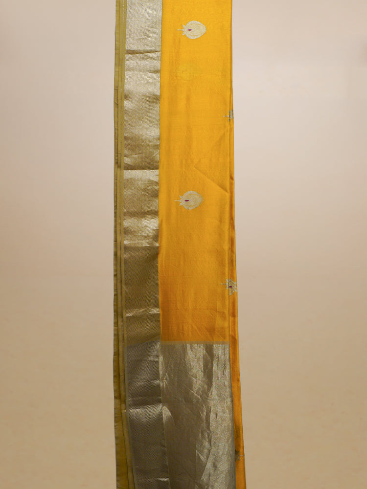 Yellow Chanderi Pattu Silk Saree