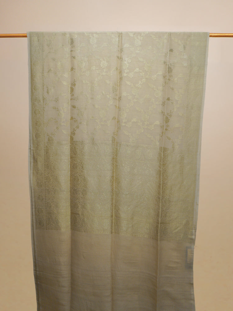 Cream Tussar Banarasi Saree