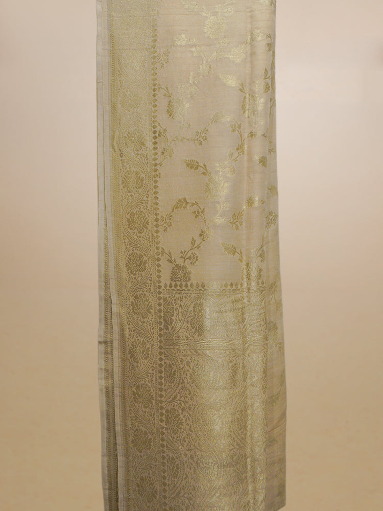 Cream Tussar Banarasi Saree