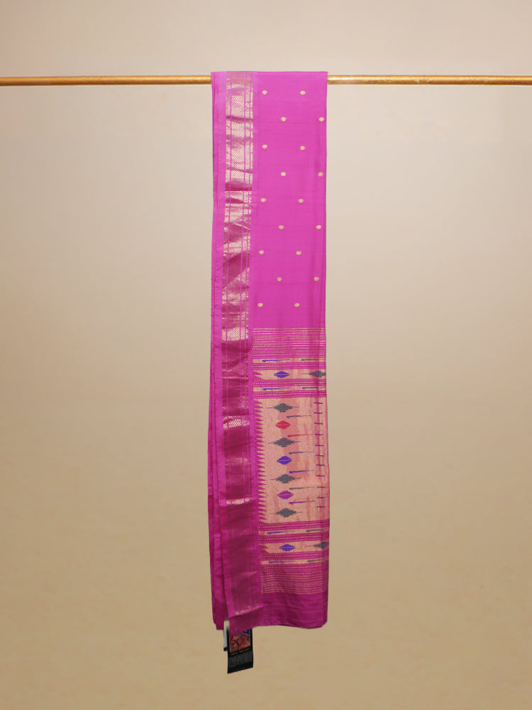Pink Paithani Silk With Munia Pallu
