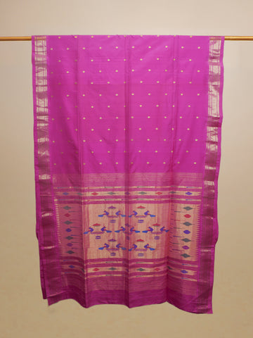 Pink Paithani Silk With Munia Pallu