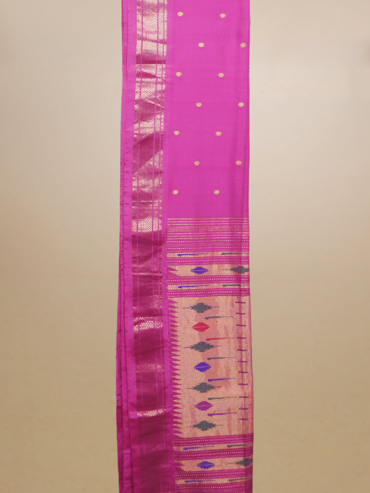 Pink Paithani Silk With Munia Pallu