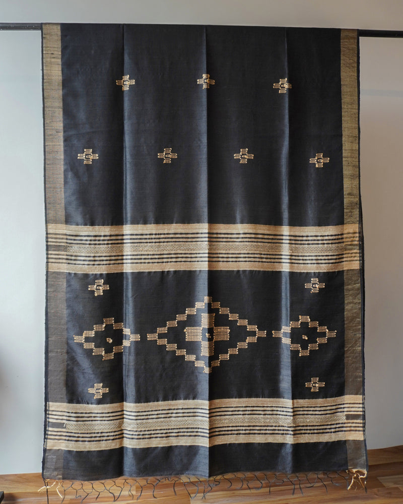 Black Bavan Booti Silk Saree